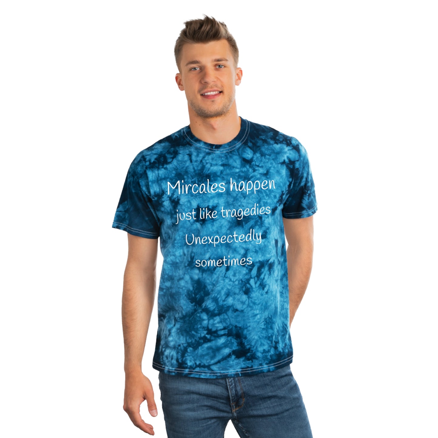 Miracles & Tragedies - Dark Blue Tie Dye Crew Neck T-Shirt