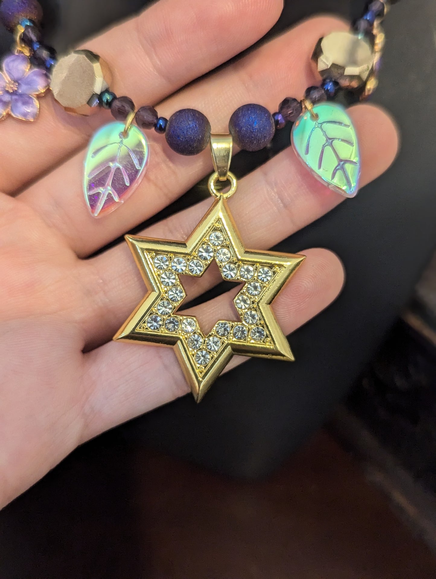 ISRAEL Violet Garden Golden Magen David Set