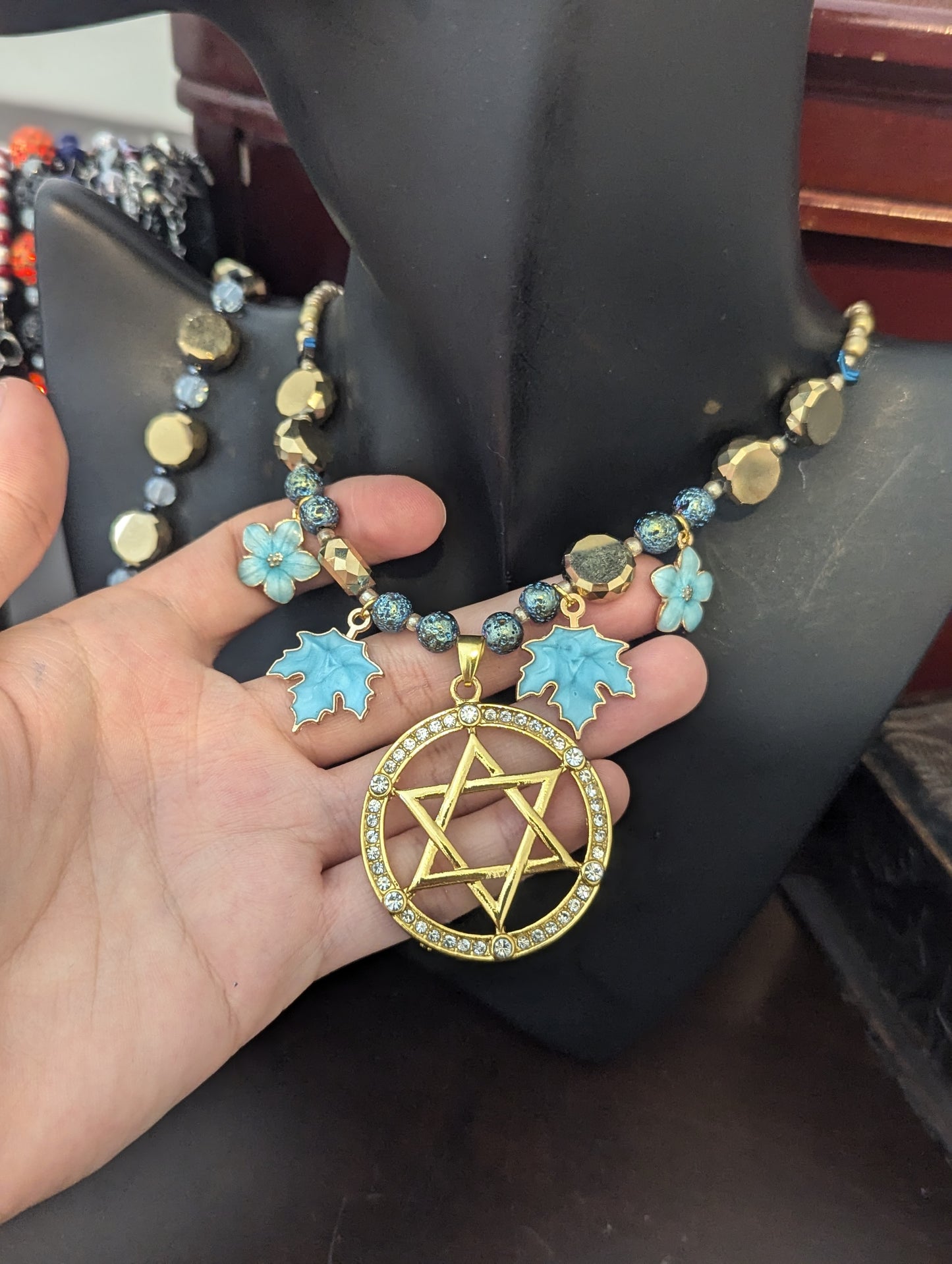 ISRAEL Blue Maple Golden Magen David Set