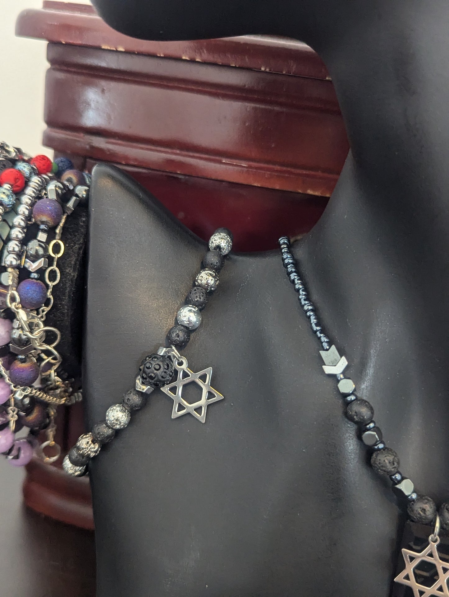 Black Glass Magen David Set