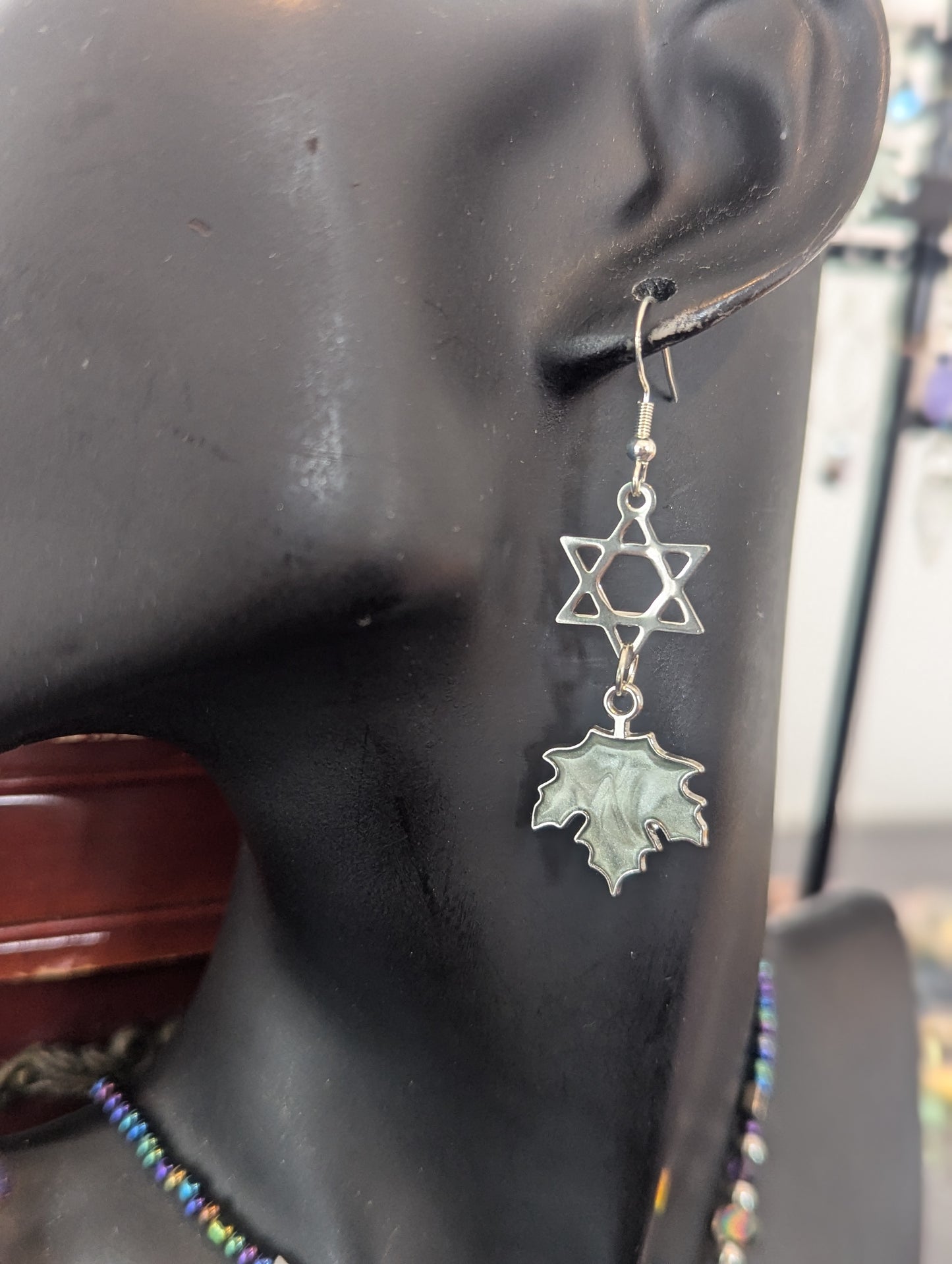 ISRAEL Amethyst Double Magen David Leafy Set