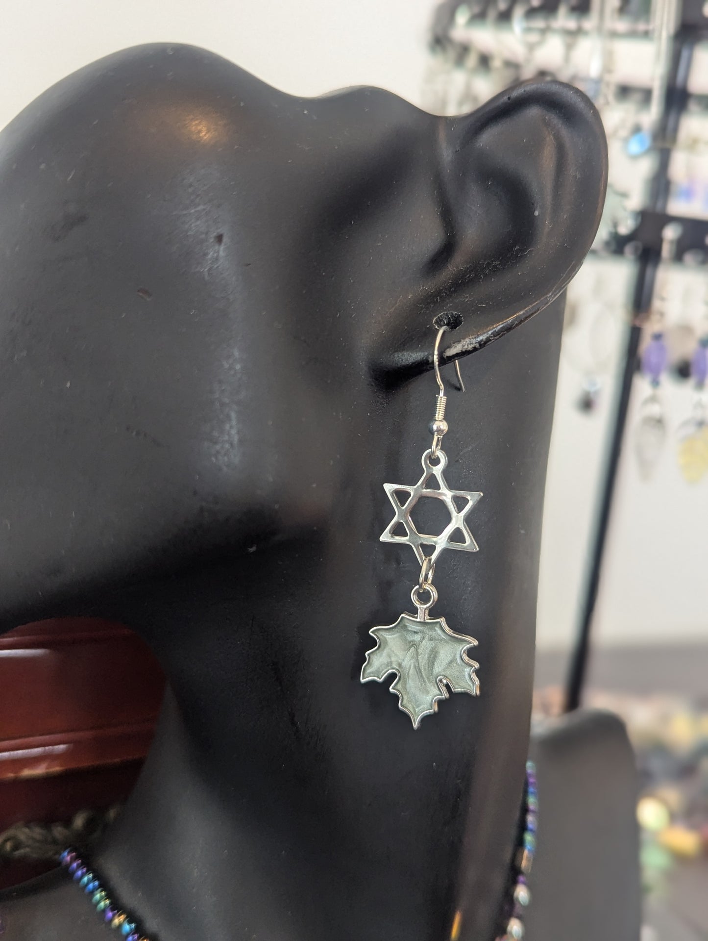 ISRAEL Amethyst Double Magen David Leafy Set