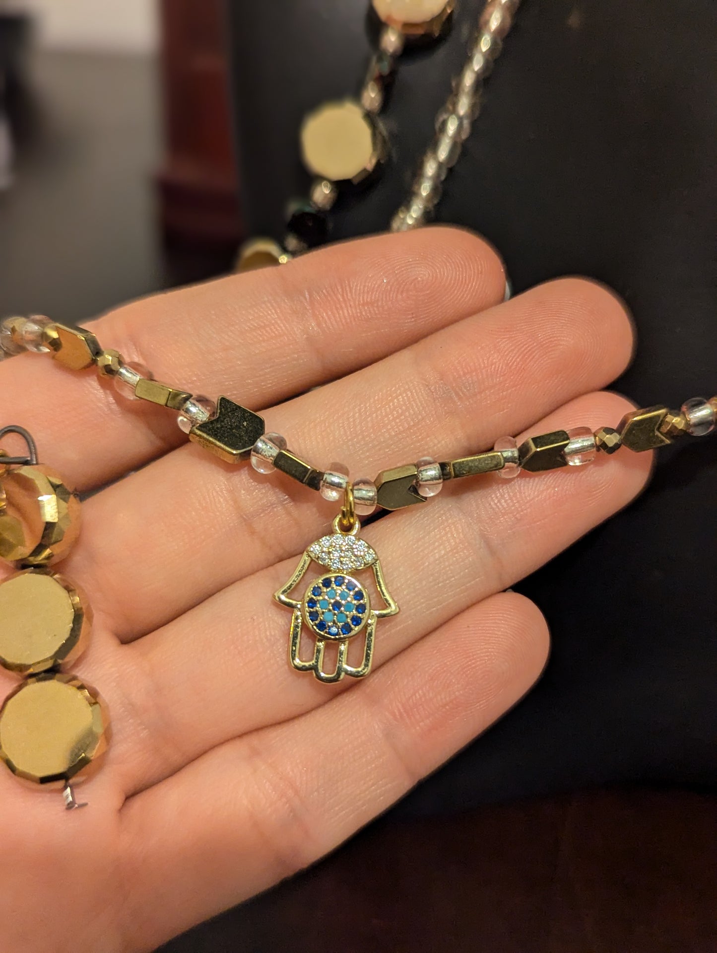 ISRAEL Evil Eye Hamsa Gold Set