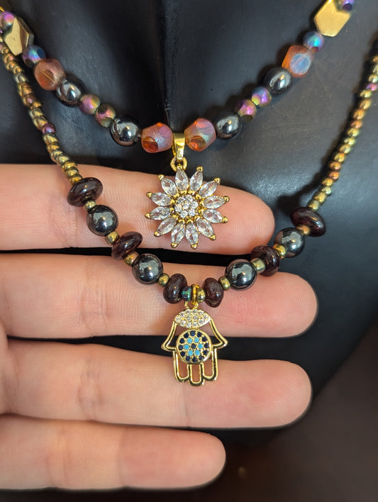 ISRAEL Hamsa & Daisy Layered Set