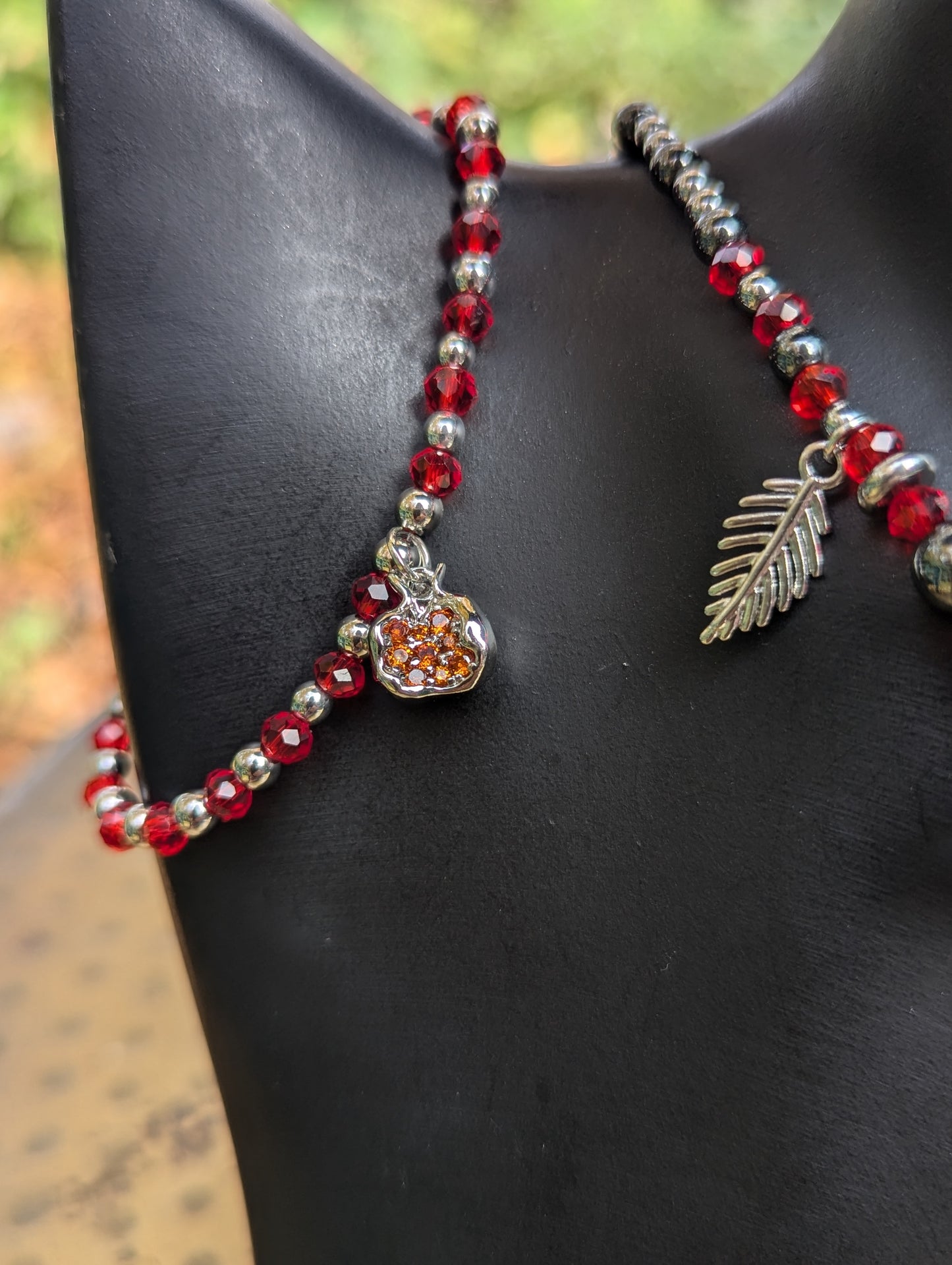 Silver Pomegranate Leafy Red Set