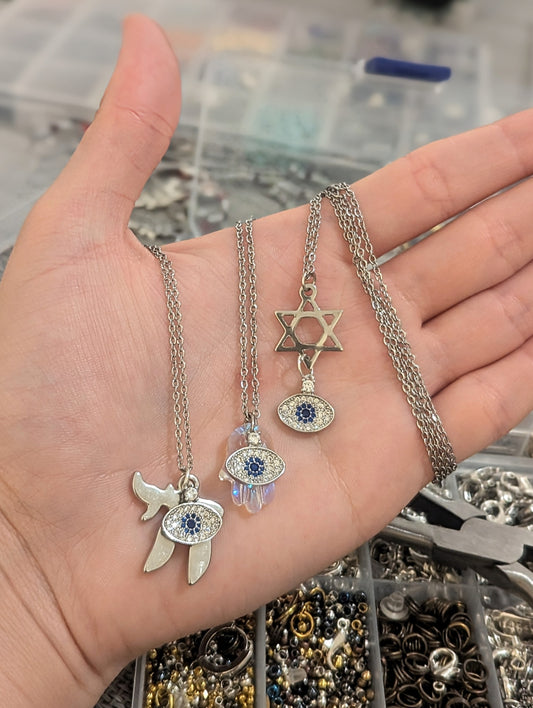 3 Evil Eye Protection Judaica Necklace Options