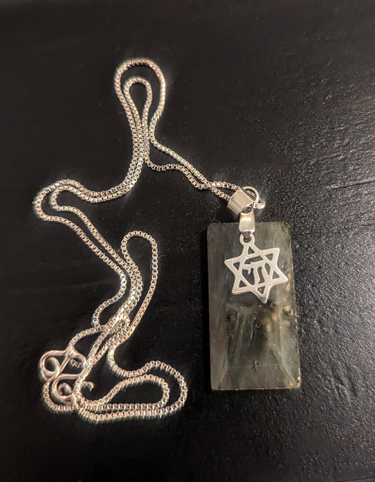 Chai Labradorite Sterling Silver and Stainless Steel Magen David