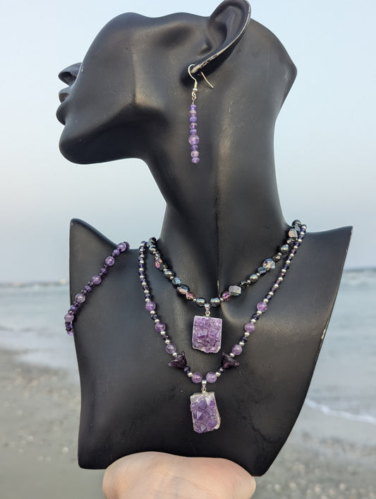 Amethyst Cluster Layered Set