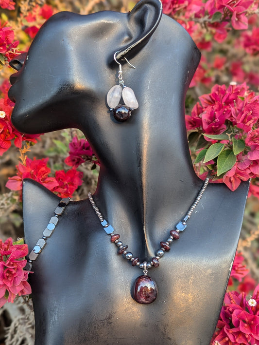 Garnet & Rose Quartz Set