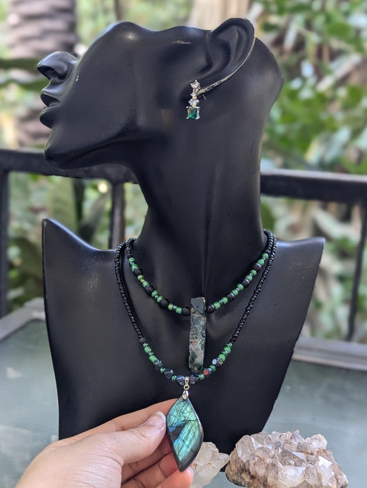 Rakefet: Labradorite & Agate Moss Layers 2