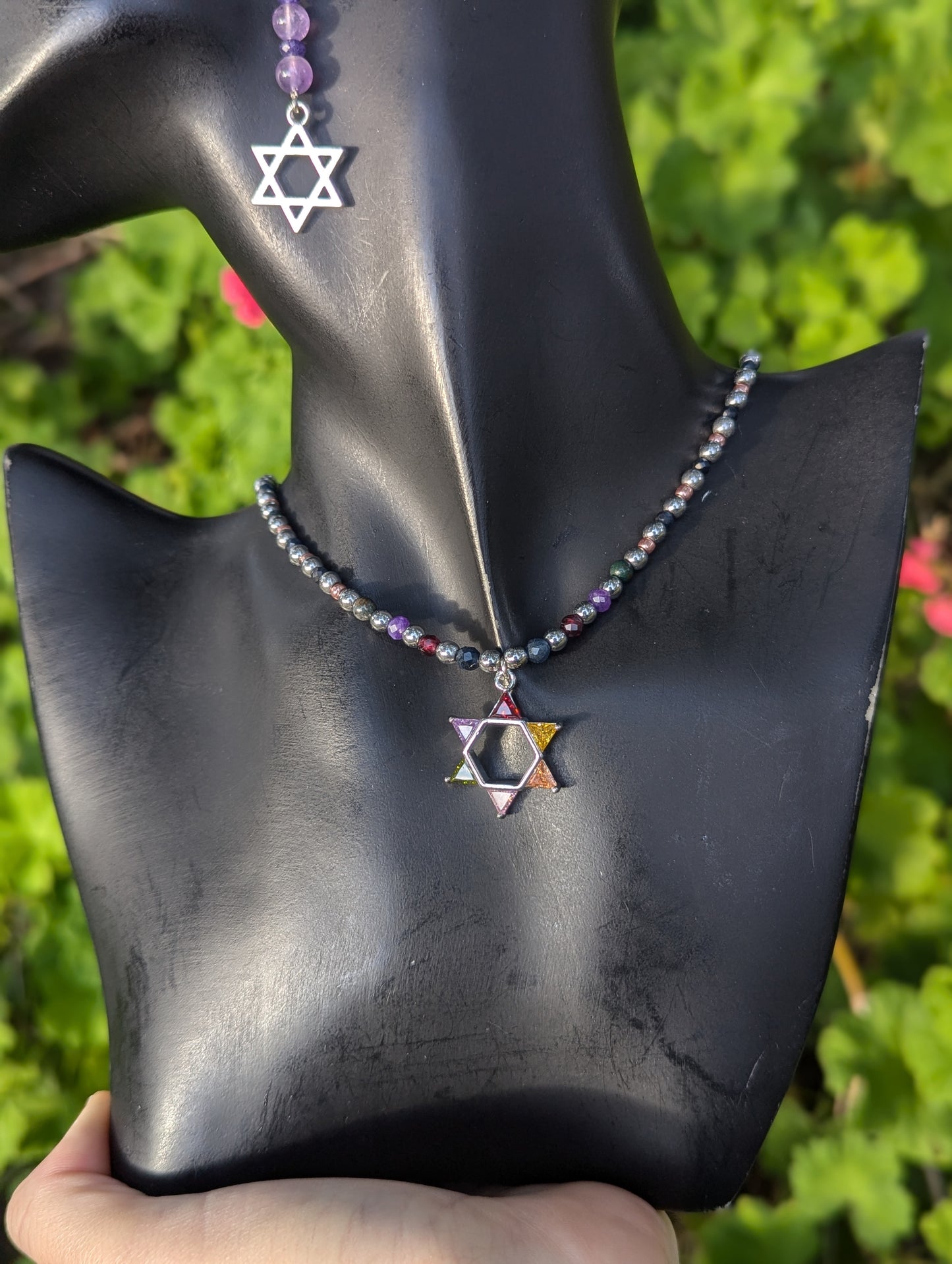 Sodalite Gemstones & Zirconia Magen David Set