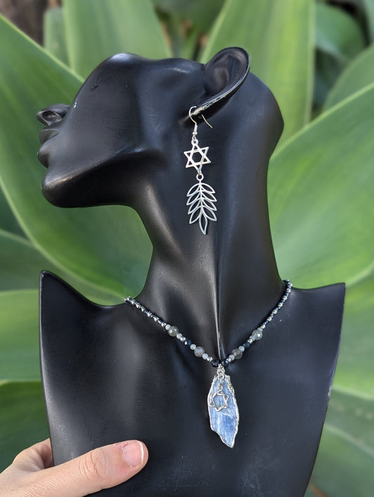 Blue Calcite, Sapphire, Labradorite & Sterling Silver Magen David