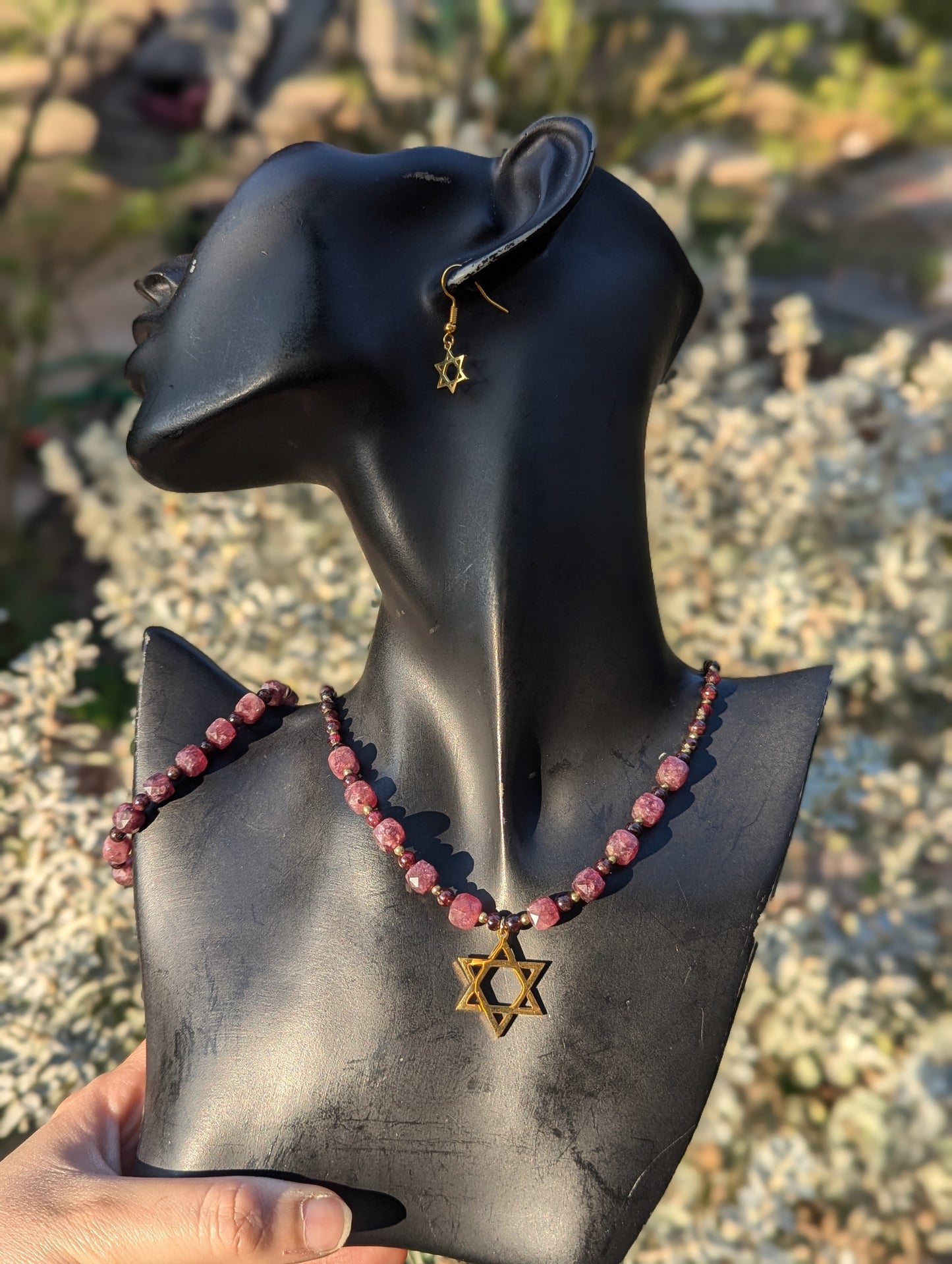 Garnet Gemstones Star of David Set