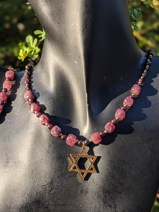 Garnet Gemstones Star of David Set