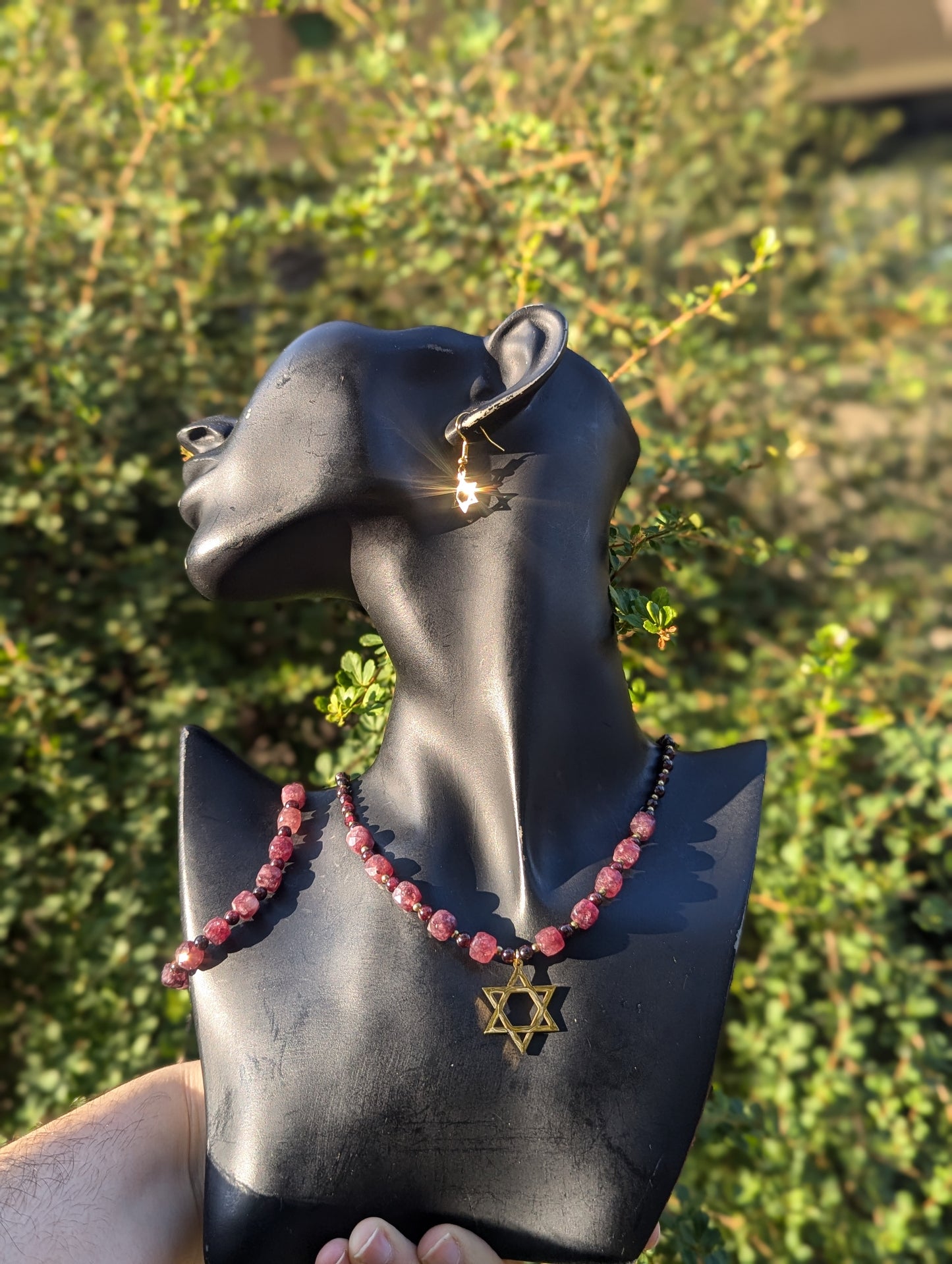 Garnet Gemstones Star of David Set