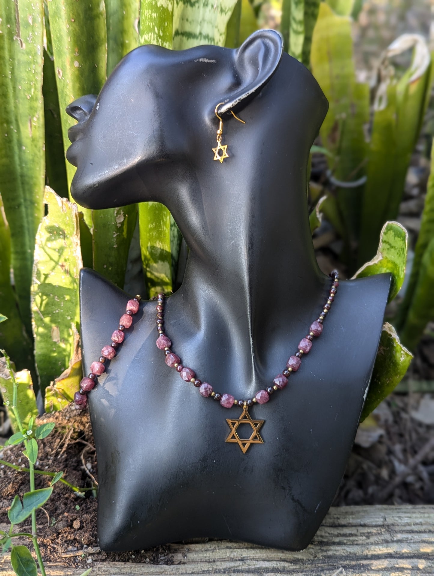 Garnet Gemstones Star of David Set