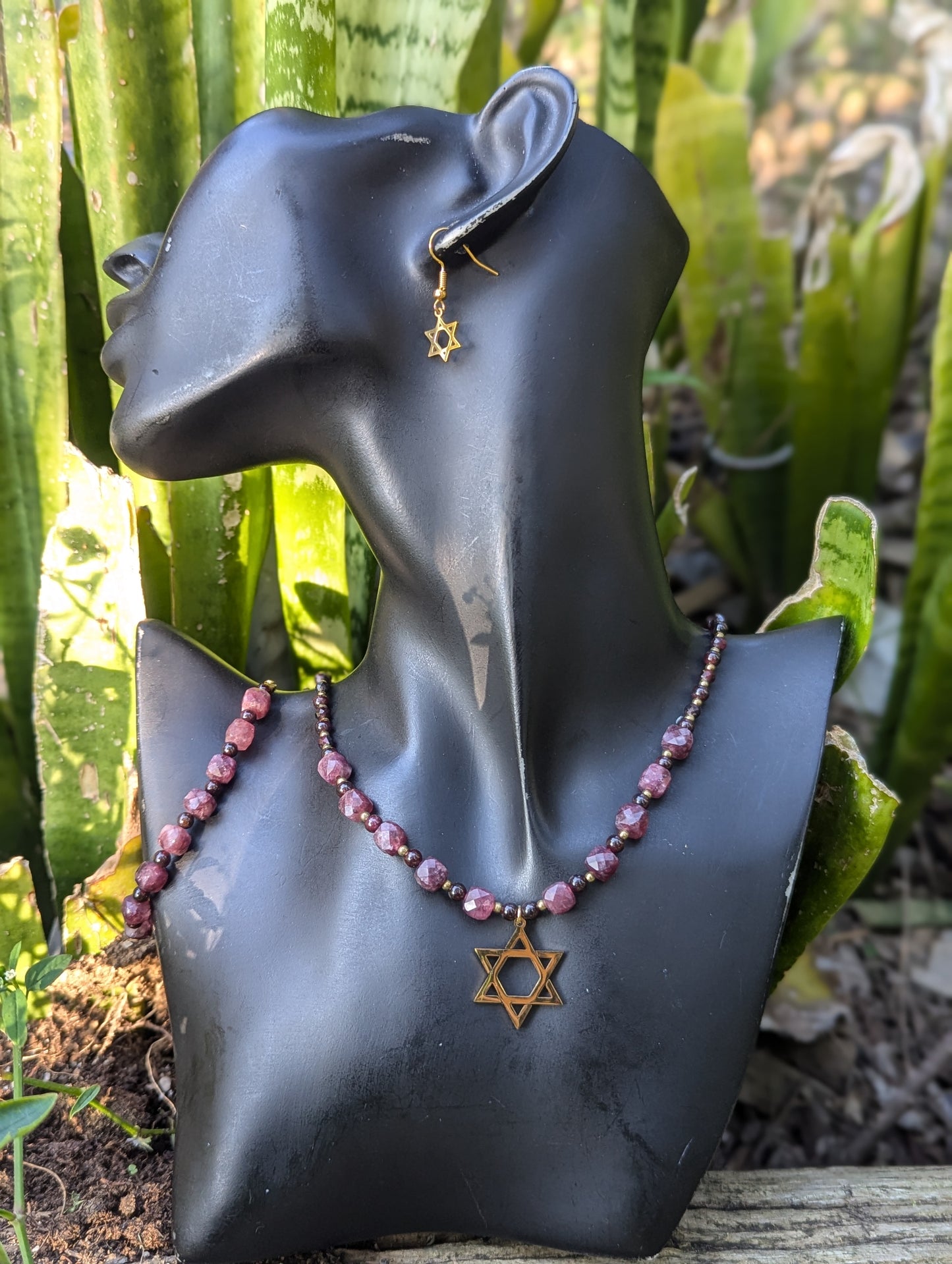 Garnet Gemstones Star of David Set