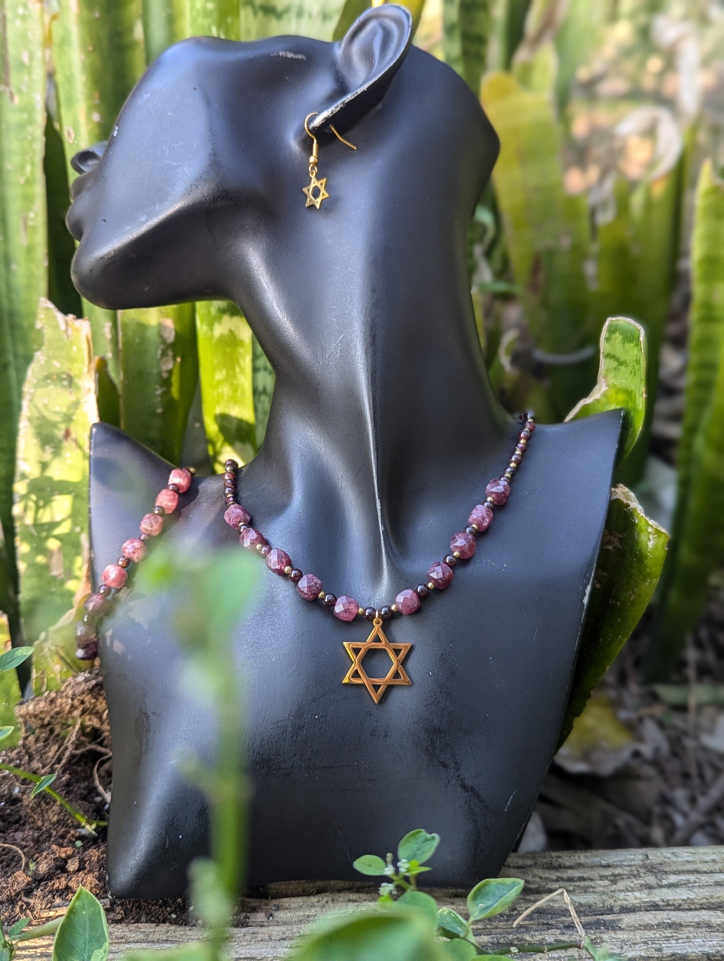 Garnet Gemstones Star of David Set