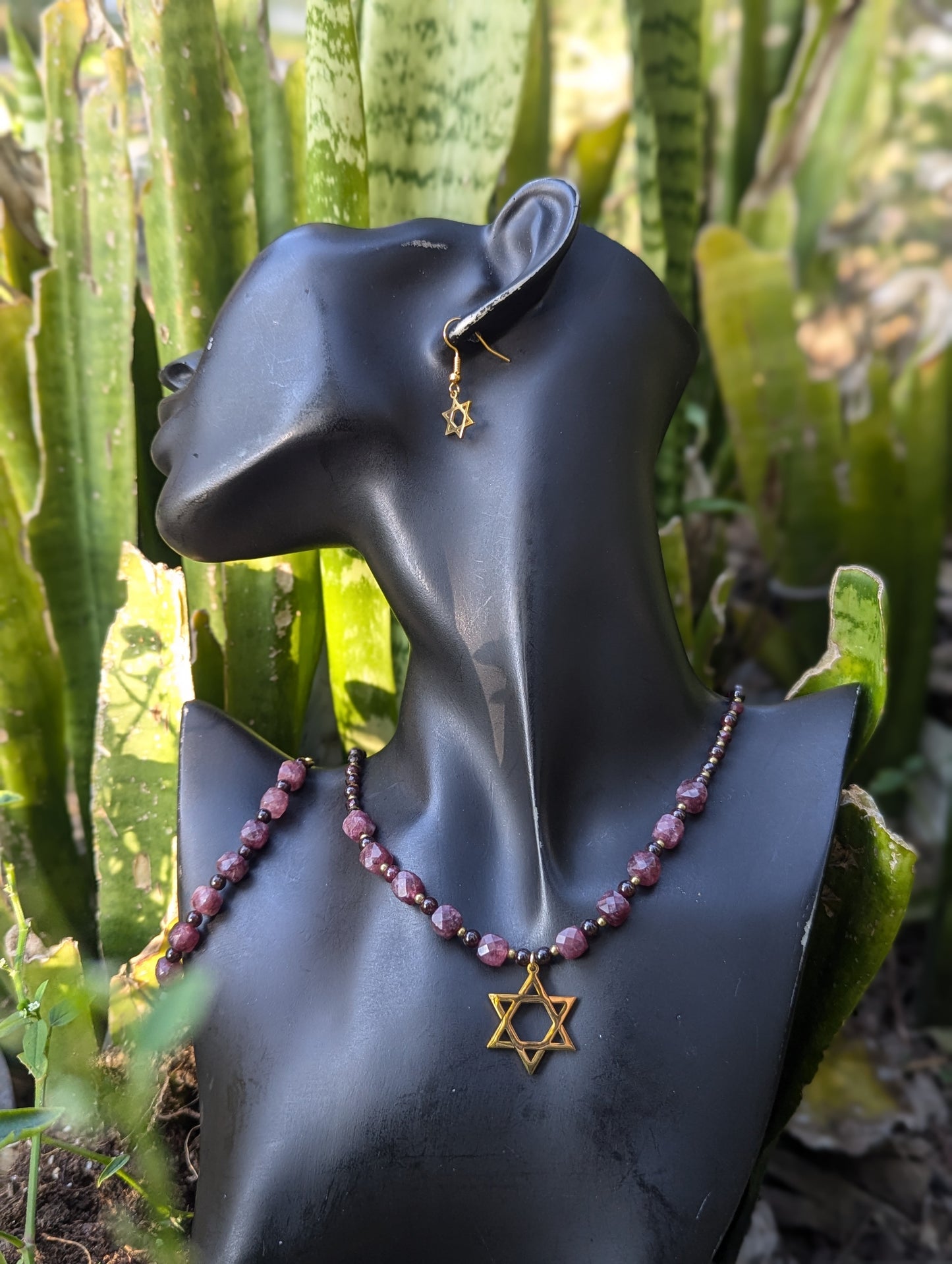 Garnet Gemstones Star of David Set