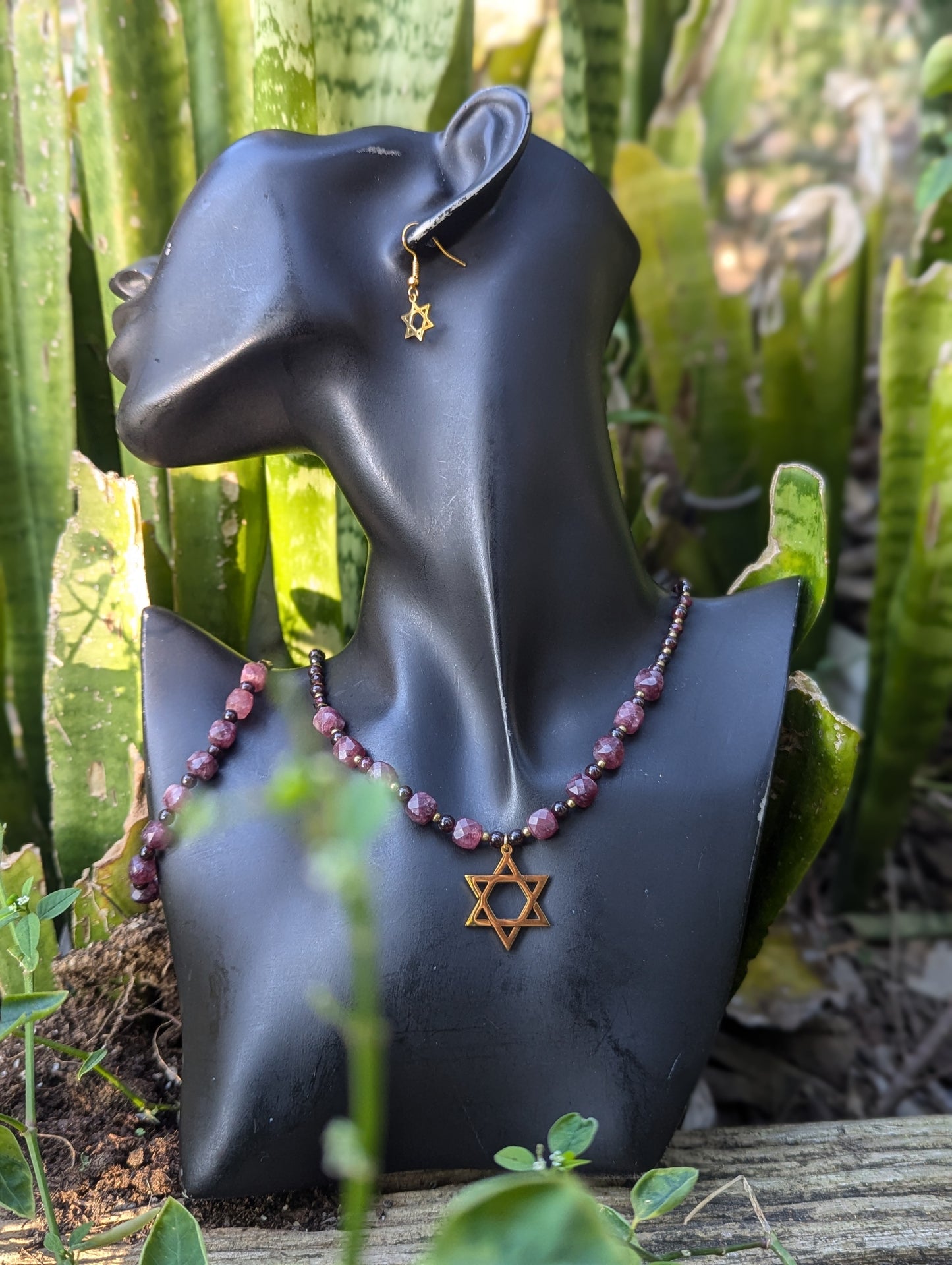 Garnet Gemstones Star of David Set