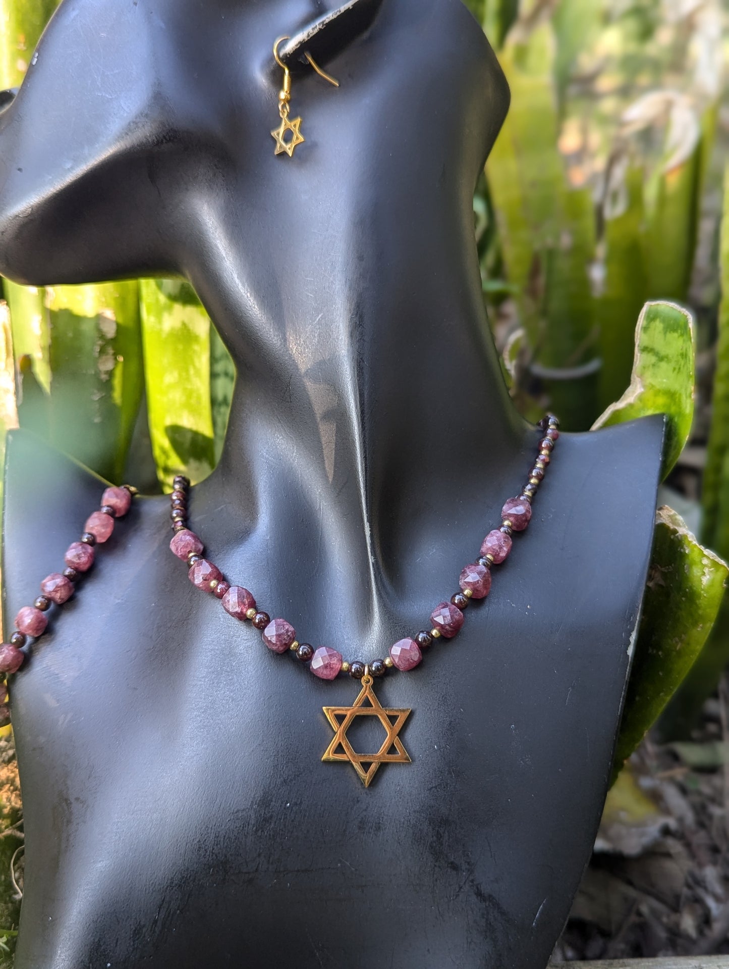 Garnet Gemstones Star of David Set