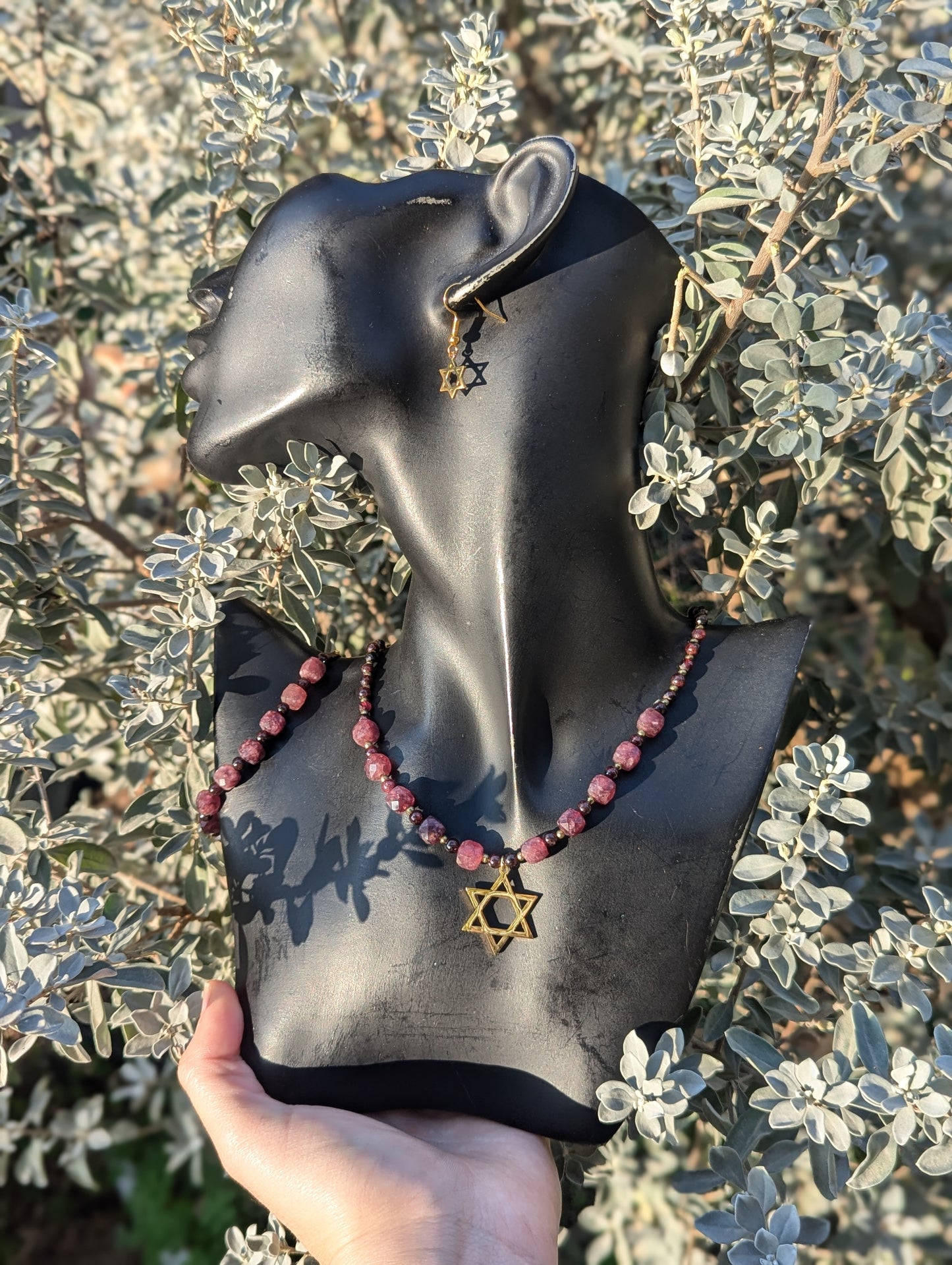 Garnet Gemstones Star of David Set