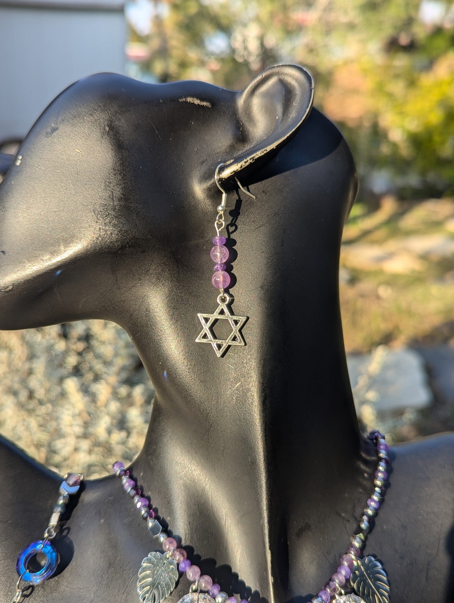 Amethyst Leafy Star of David Set