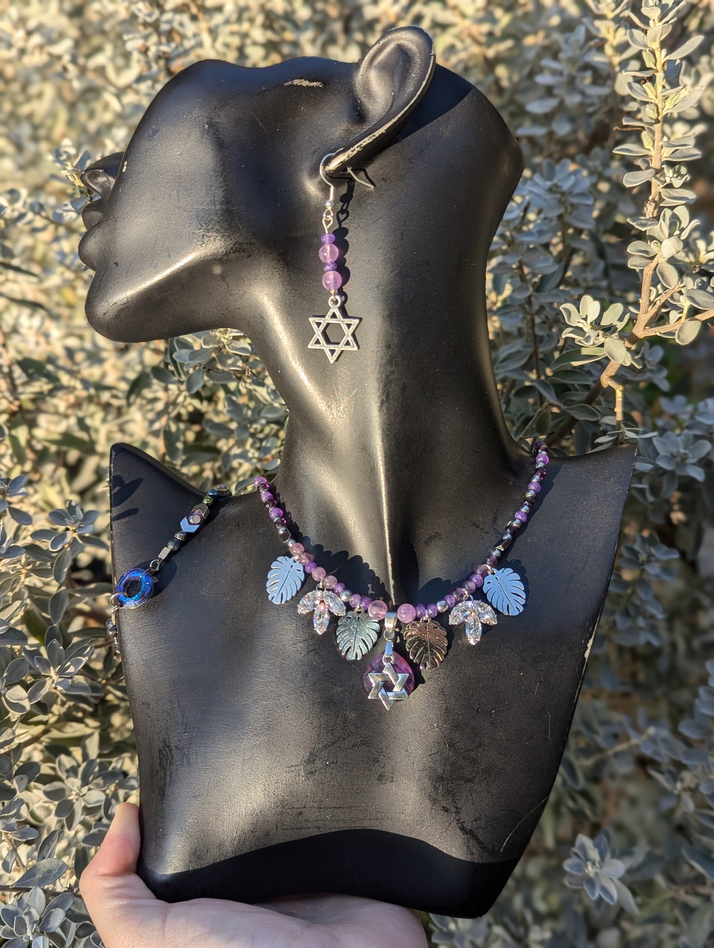 Amethyst Leafy Star of David Set