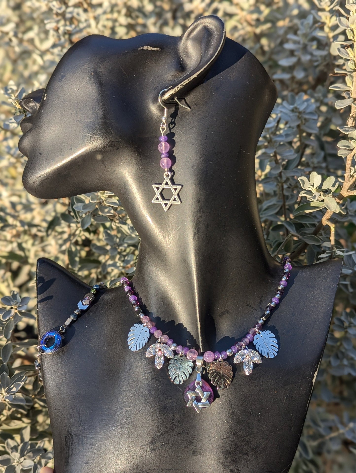 Amethyst Leafy Star of David Set