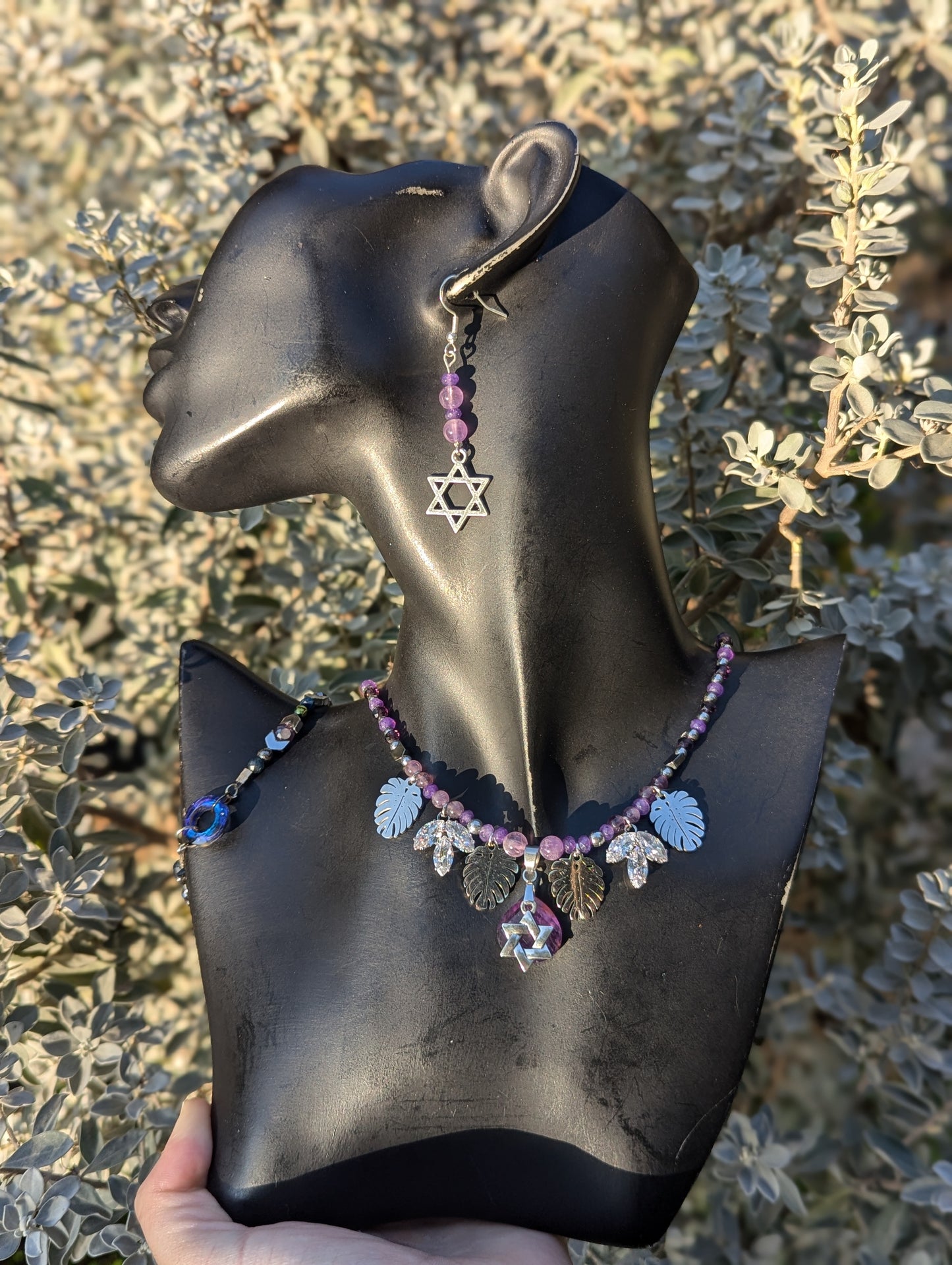 Amethyst Leafy Star of David Set