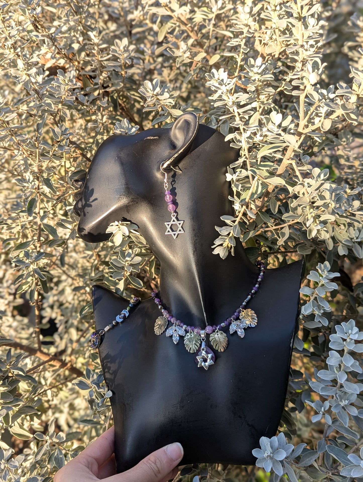 Amethyst Leafy Star of David Set