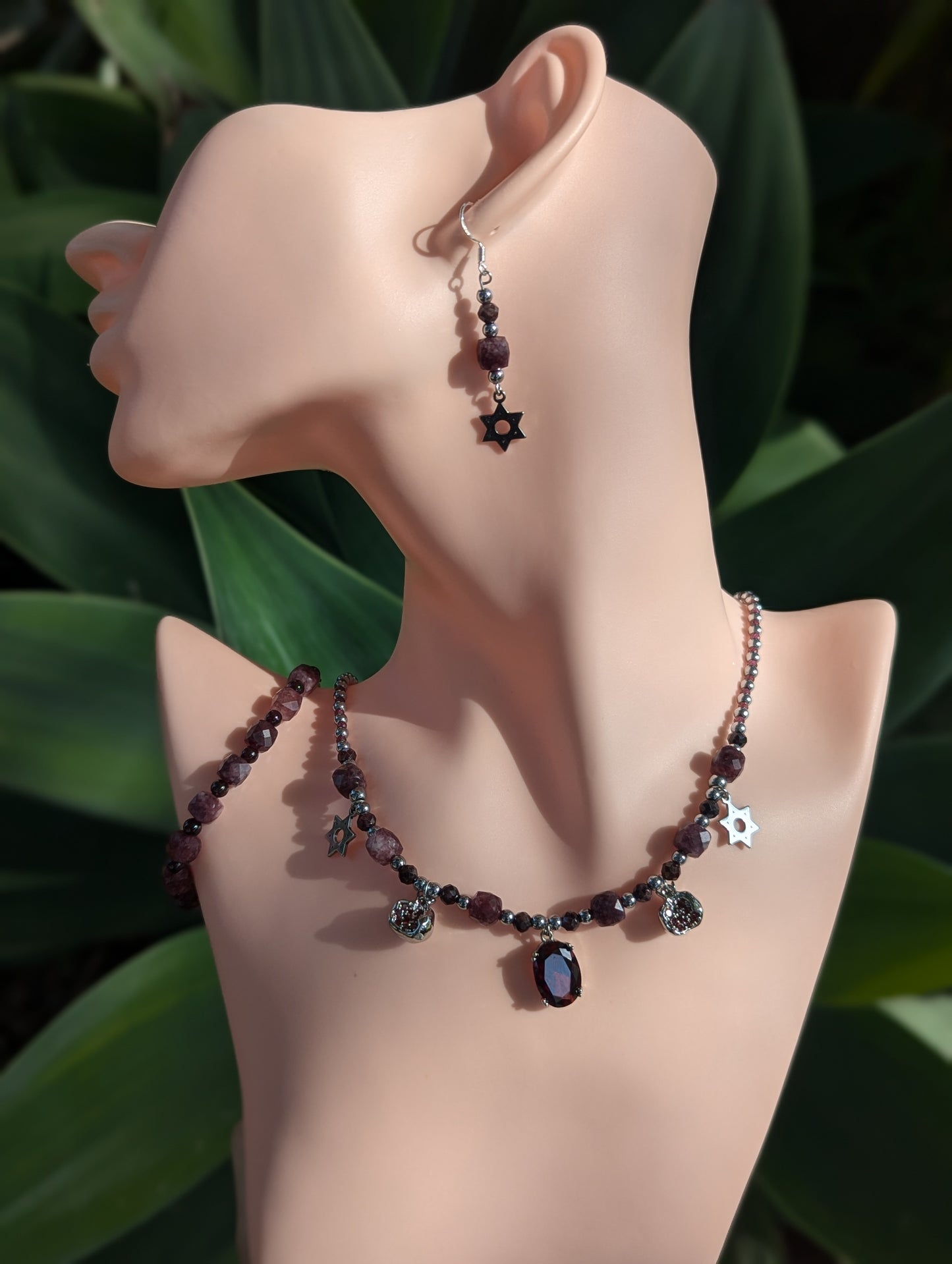 Pomegranates, Garnet, Red Zirconia Set