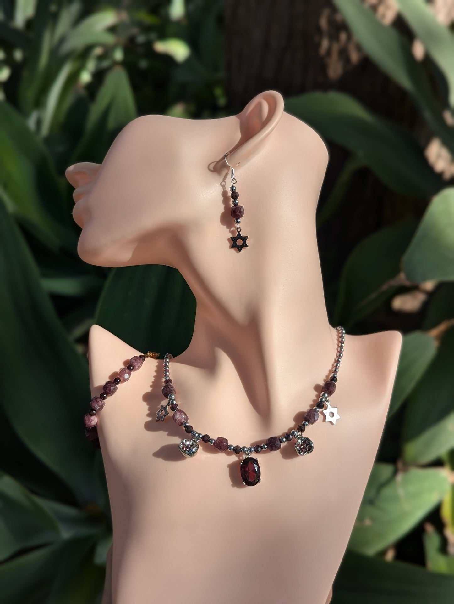 Pomegranates, Garnet, Red Zirconia Set