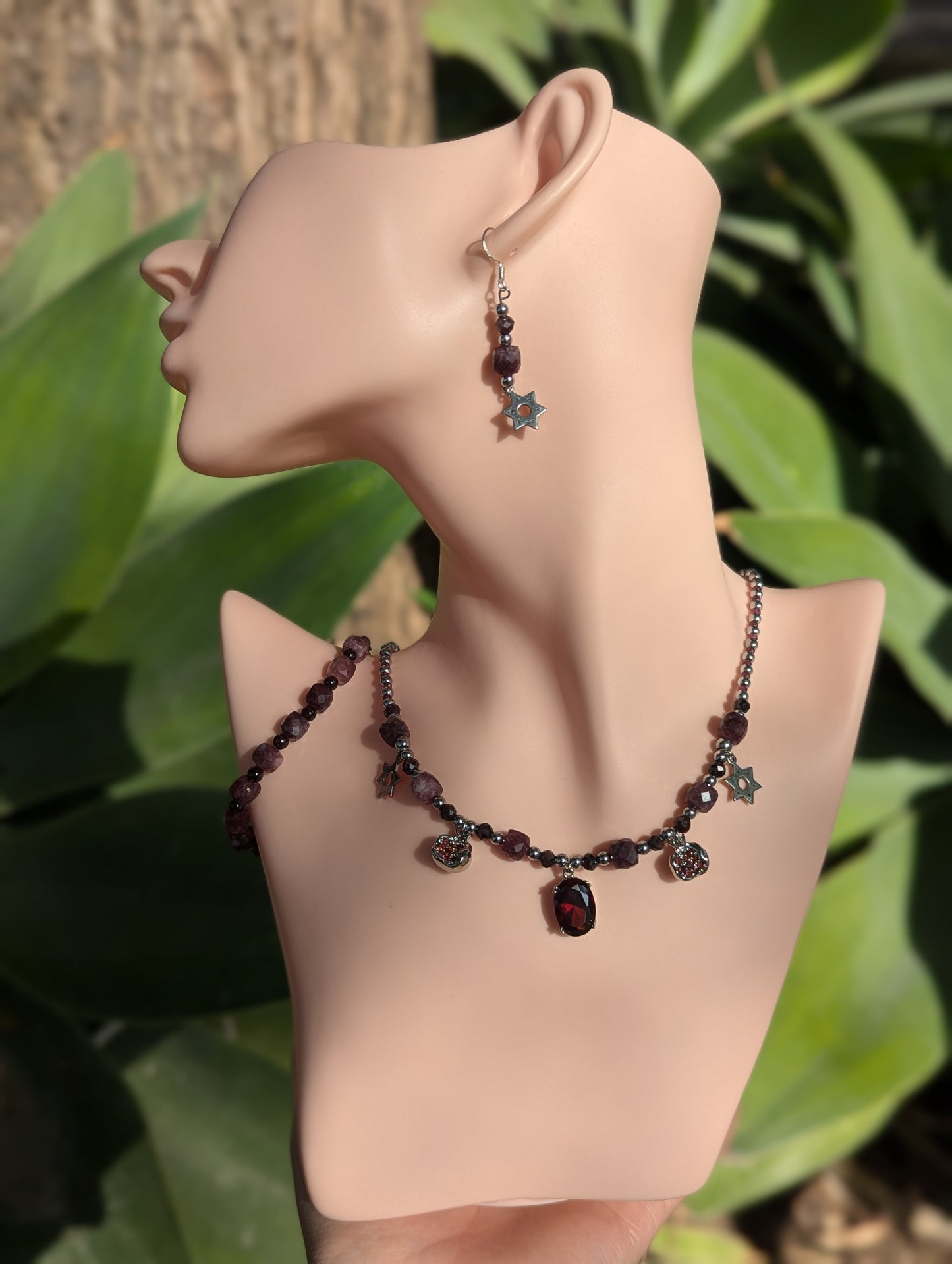 Pomegranates, Garnet, Red Zirconia Set