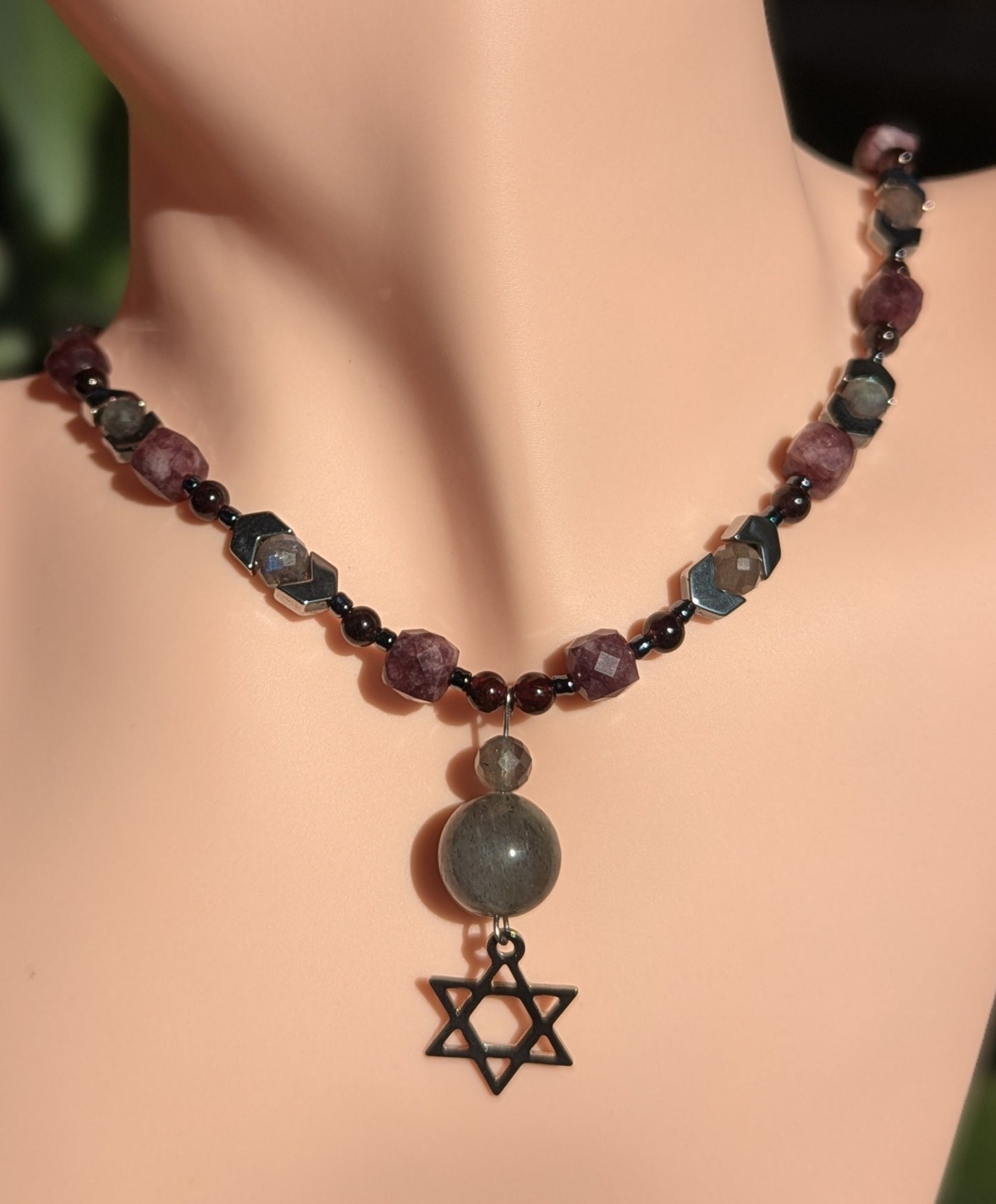 Labradorite & Garnet Magen David Set