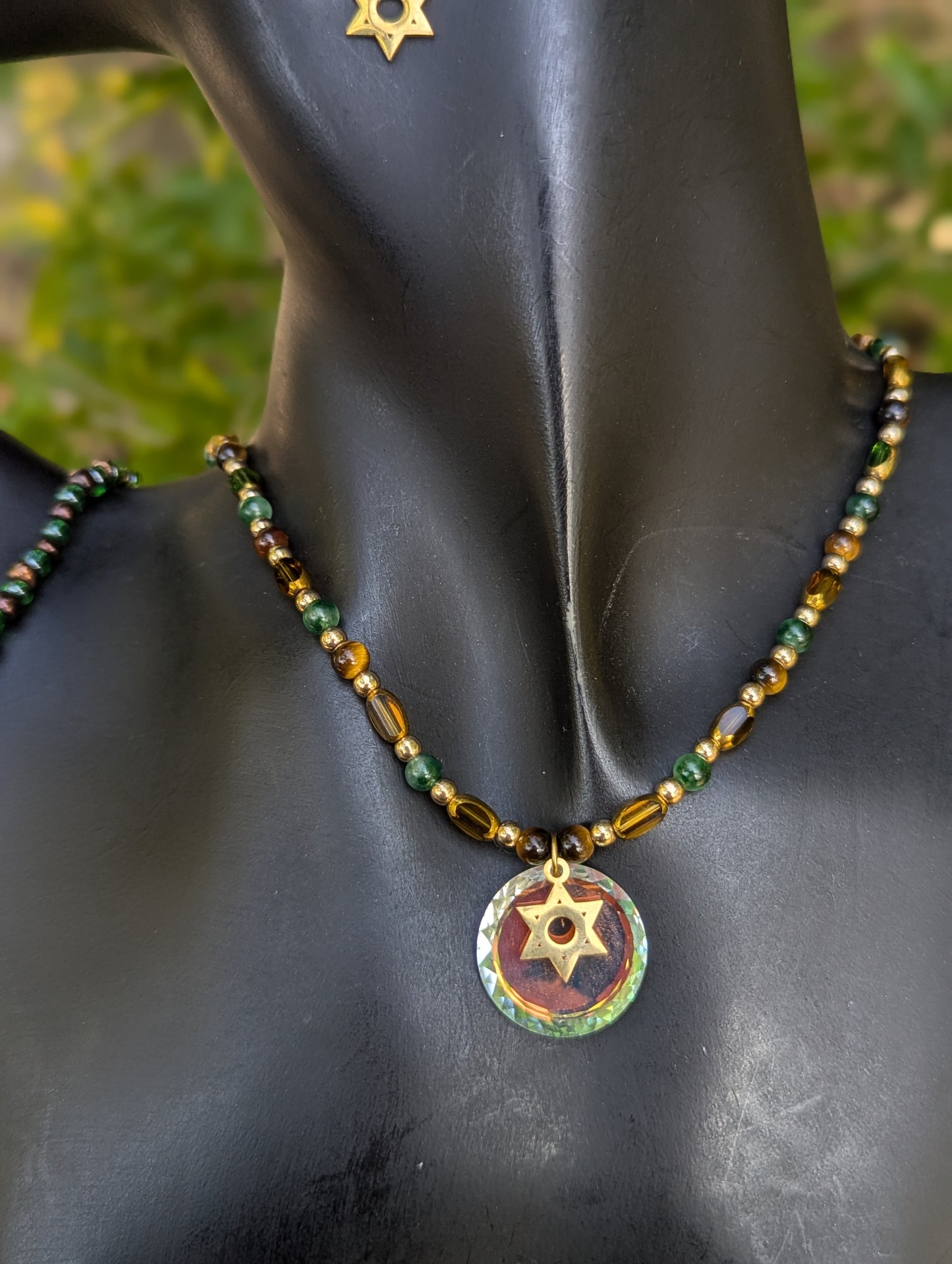 Earth Set with Tiger's Eye and Green Chrysocolla Gemstones