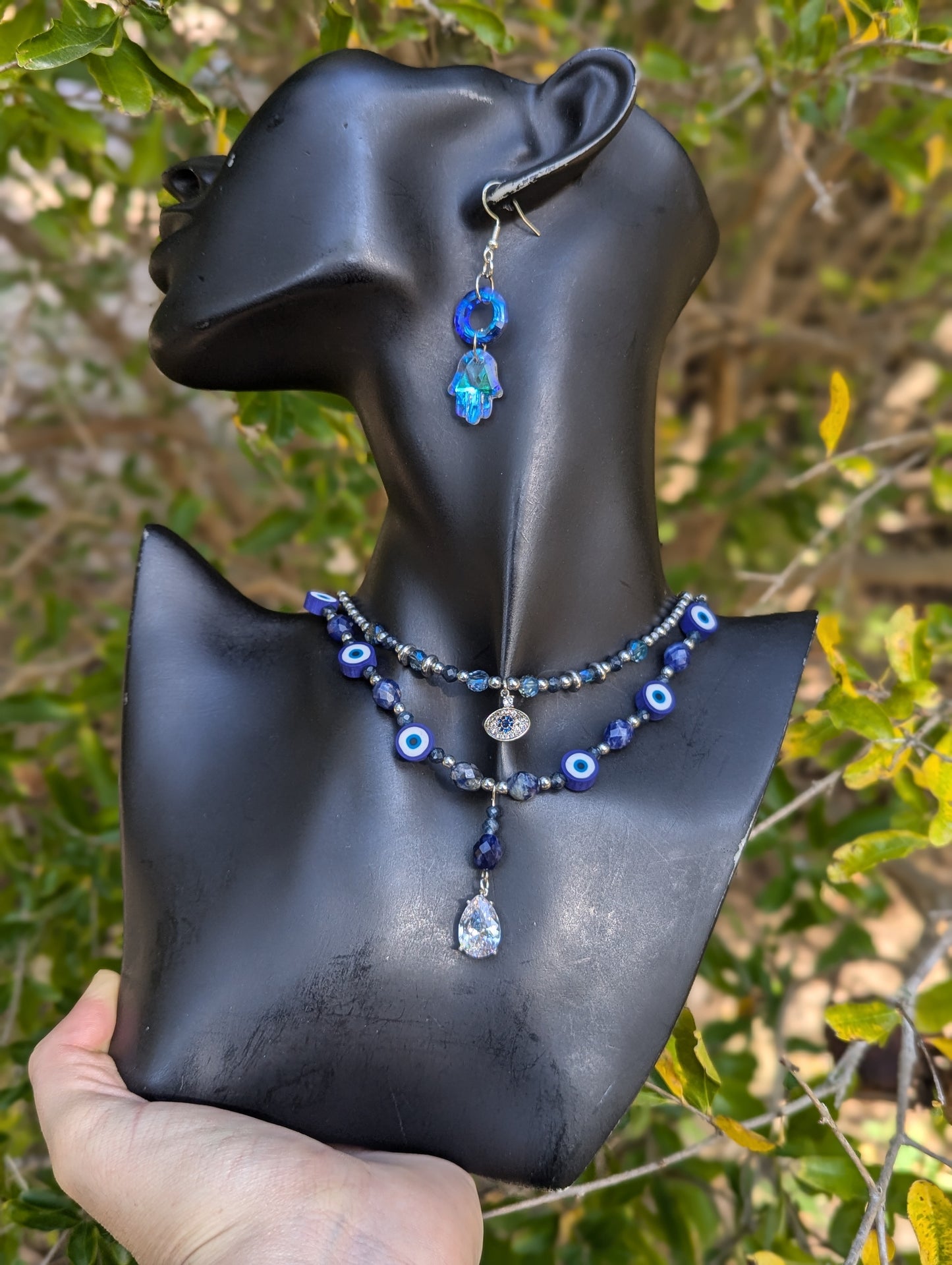 Sodalite & Sapphire Gemstones Evil Eyes Protection Set