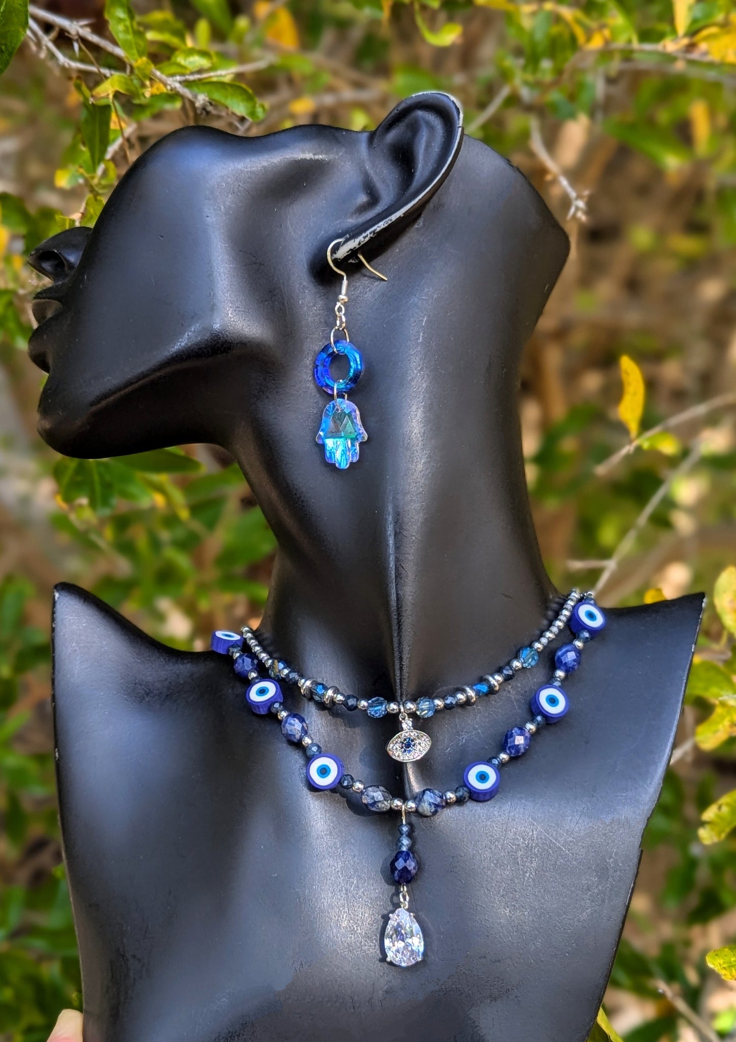 Sodalite & Sapphire Gemstones Evil Eyes Protection Set