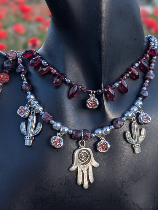 Garnets, Hamsa, Pomegranates and Cactus Set