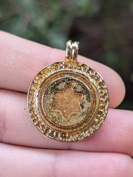 Israel Encapsulated: Gold Sand, Gold Plated Soft Magen David Pendant