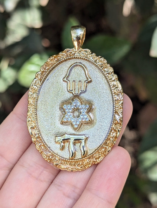 Hagana (defense): 3 Symbols of Jewish Protection Pendant