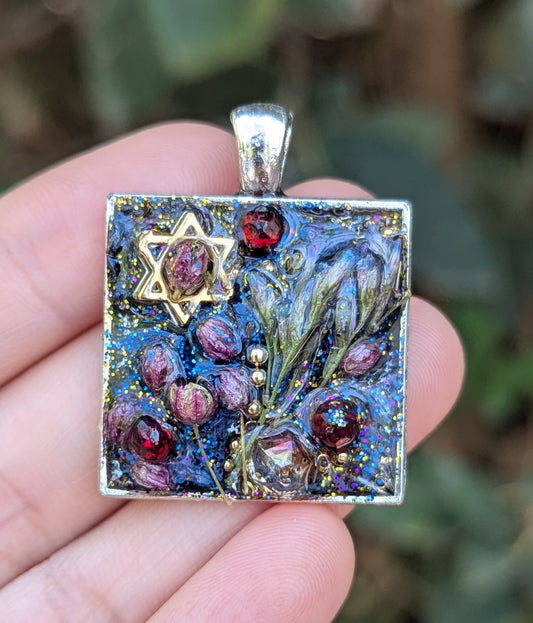Dad's Starry Night Micro Painting Pendant 1 (similar recreation 4)