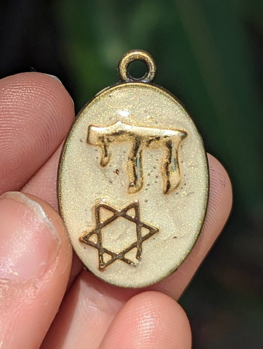 Pearl Hue Chai Gold Plated Magen David Pendant
