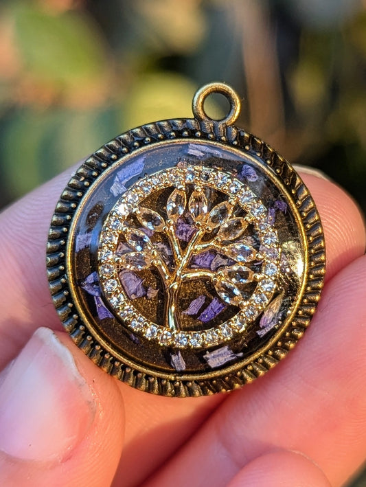 Lavender Tree of Life Resin Pendant