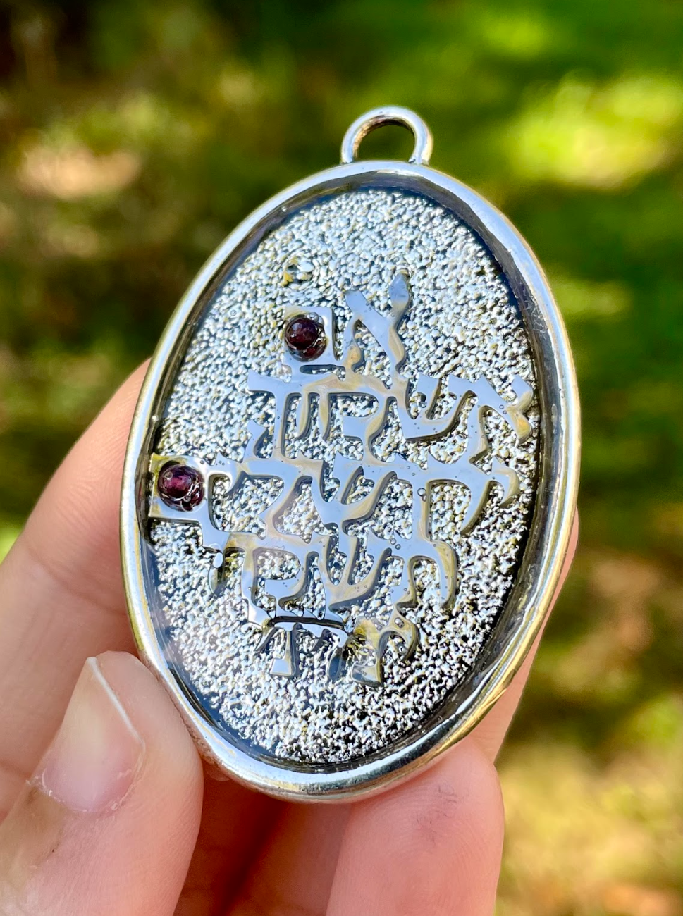 If I Forget You Jerusalem, Let My Right Hand Forget Its Skill - Garnet Pendant