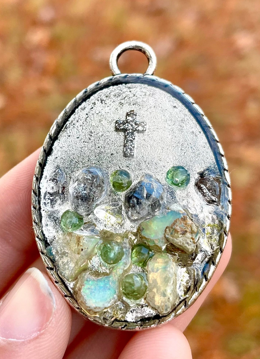 Christian Cross, Opal & Kyanite
