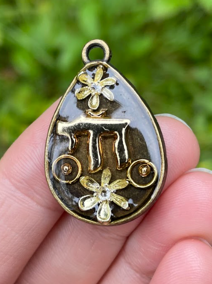 Dana: Chai and Gold Flowers Drop Resin Pendant