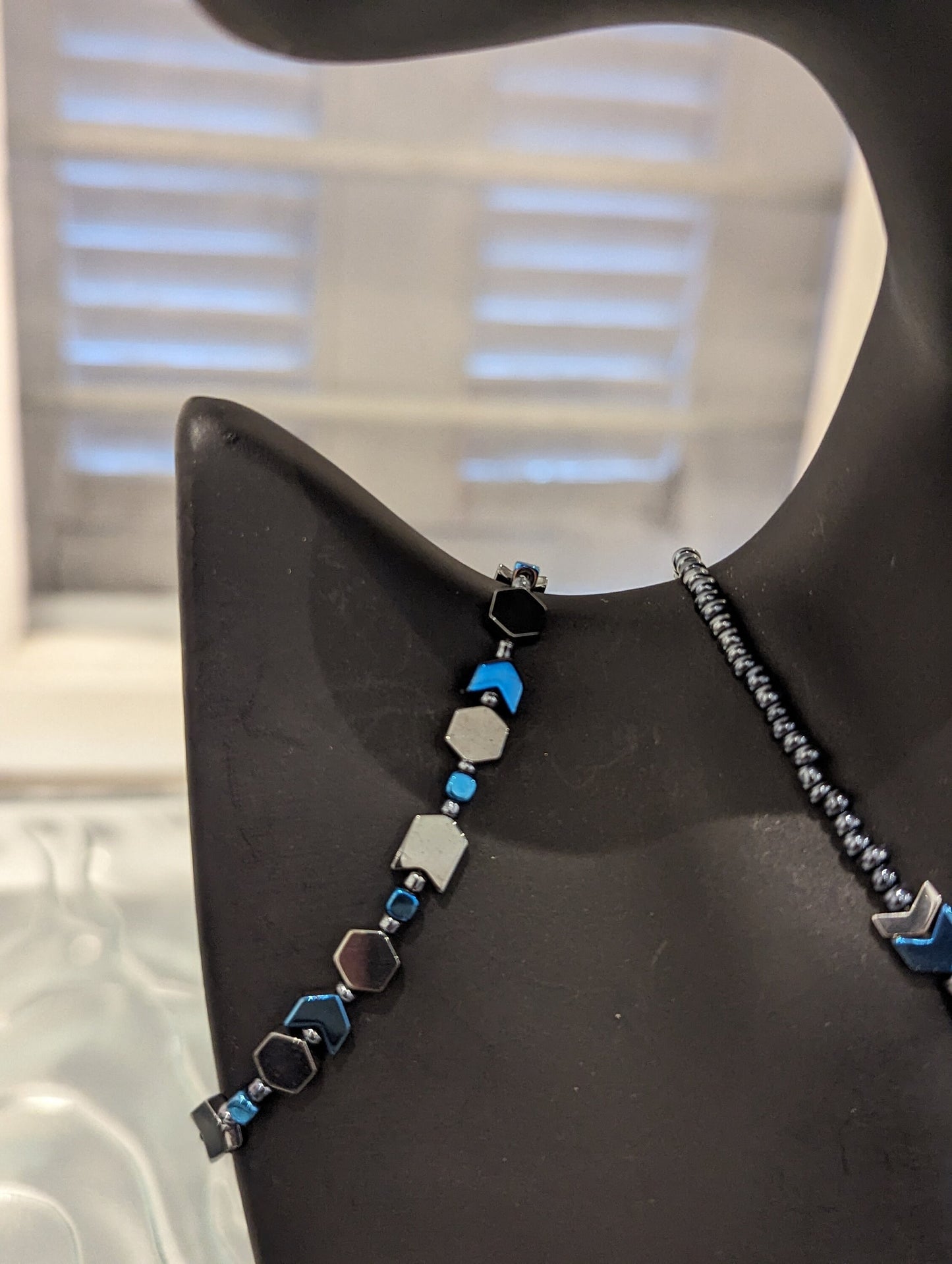 Zircon Set 15: Zircon Crystal Leaf Pendant with Silver Light Blue Flower Pendant and Earrings, Hematite Styled and Blue Arrows Bracelet