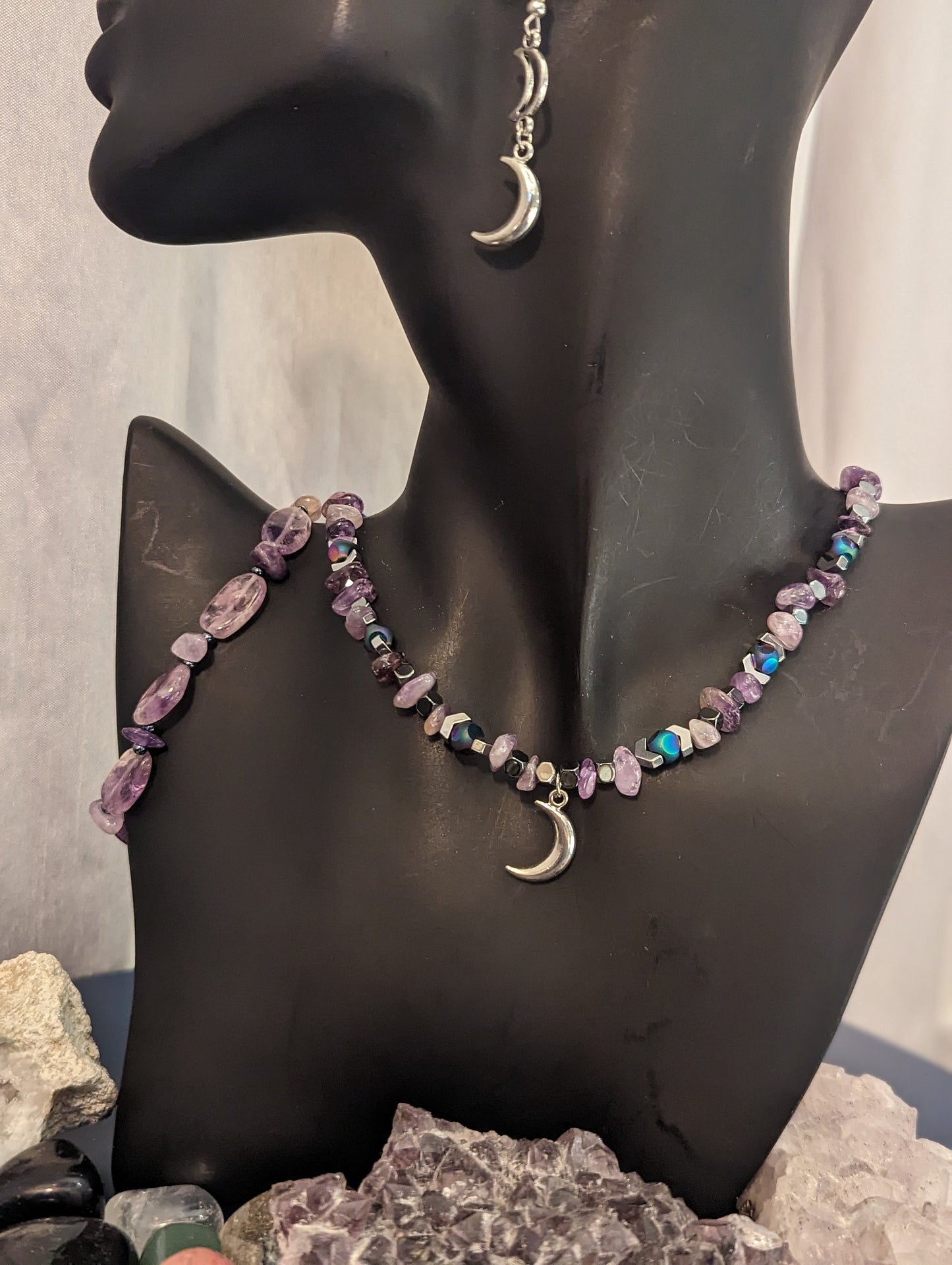 Amethyst and Silver Moon Set