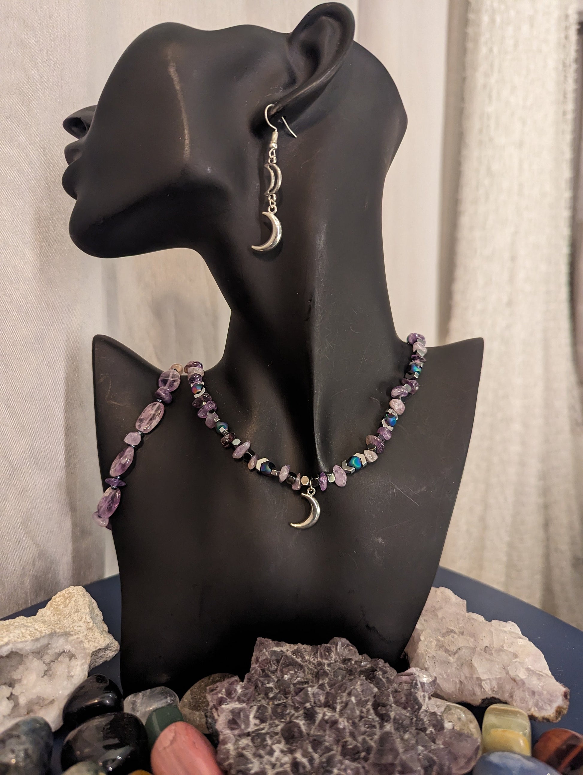 Amethyst and Silver Moon Set